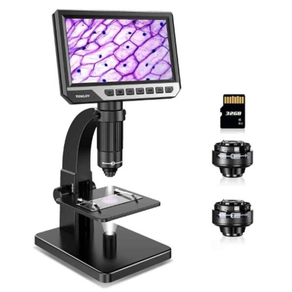 Microwave 50-2000X 7 inch IPS Display 10 LEDs 12MP Biological Microscope