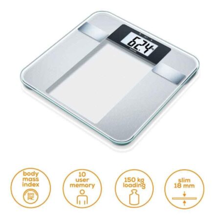 Beurer BG 13 150kg Glass LCD Display Diagnostic Weighing Scale