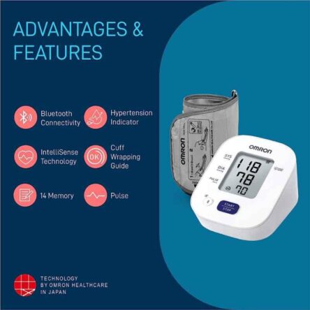 Omron HEM 7140T1 Digital Bluetooth Blood Pressure Monitor with Cuff Wrapping Guide