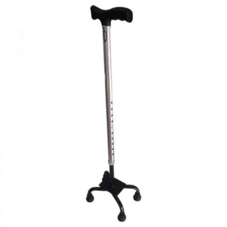 Divine Medicare Adjustable Silver Rust Proof Quadripod Walking Stick