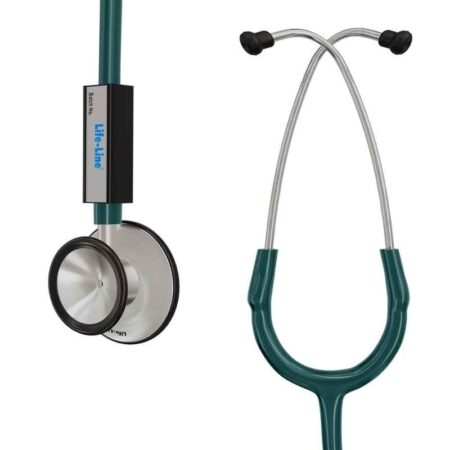 Lifeline Aluminium Green Single Diaphragm Chest Piece Stethoscope with 2 Way Tube