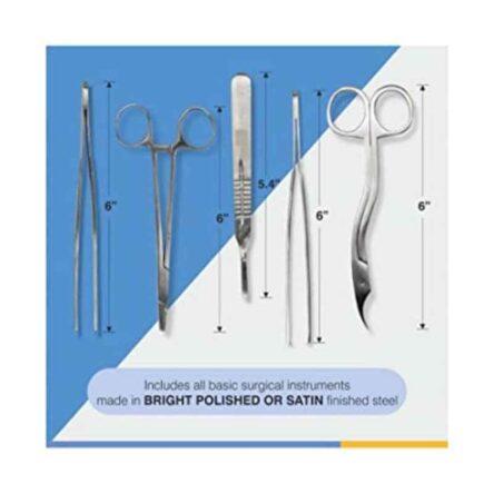 Forgesy 5 Pcs Stainless Steel Satin Finish Suture Dissection Kit with 2 Blades