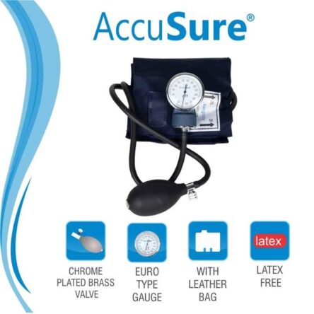 Accusure Black Aneroid Sphygmomanometer Manual BP Monitor