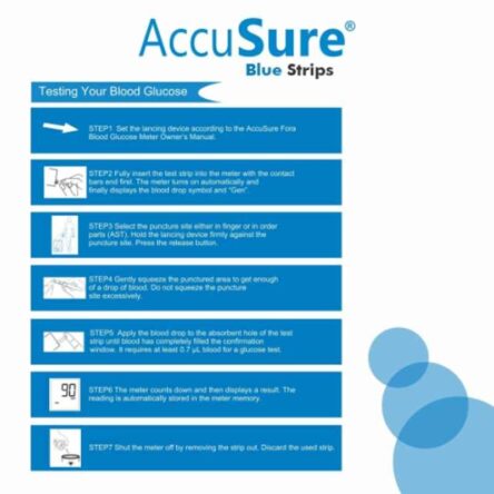 AccuSure Blue Glucometer 25 Pcs Test Strips