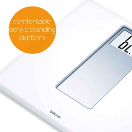 Beurer PS160 180kg White Acrylic Electronic Bathroom Scales with Extra Large Display