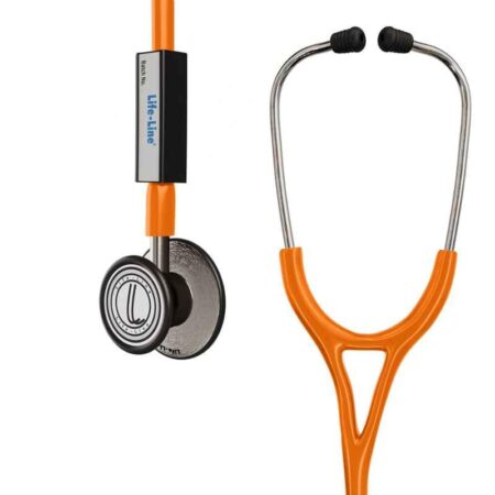 Lifeline Max III Stainless Steel Orange Dual Side Diaphragm Chest Piece Stethoscope with 2 Way Tube