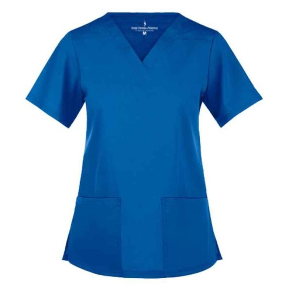 Superb Uniforms Polyester & Viscose Royal Blue Half Sleeves V Neck Scrub Top for Girls