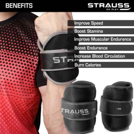 Strauss 30.5×15.3×4.3cm Neoprene Black Adjustable Round Shape Ankle Weight