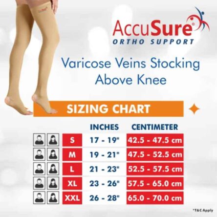 AccuSure Small Thigh Length Medical Compression Stocking for Varicose Veins