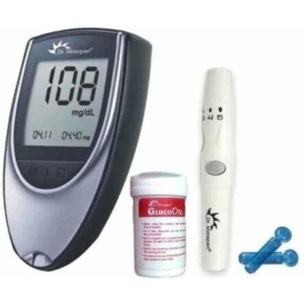 Dr. Morepen Bg-03 Glucometer With 100 Pcs 100 Glucometer Strips Box