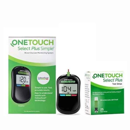 OneTouch Select Plus Diabetes Test Glucometer Kit with 25 Pcs Test Strips