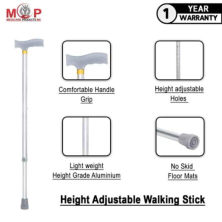 MCP 29-38 inch Silver Aluminum Walking Stick