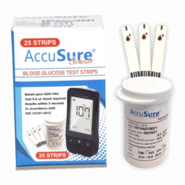 AccuSure Sensor Glucometer 25 Pcs Test Strips