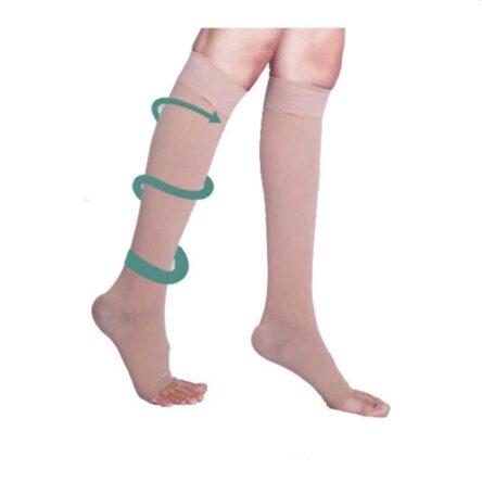 Sorgen Classique Lycra Beige Class 2 Knee Length Open Toe Medical Compression Stockings