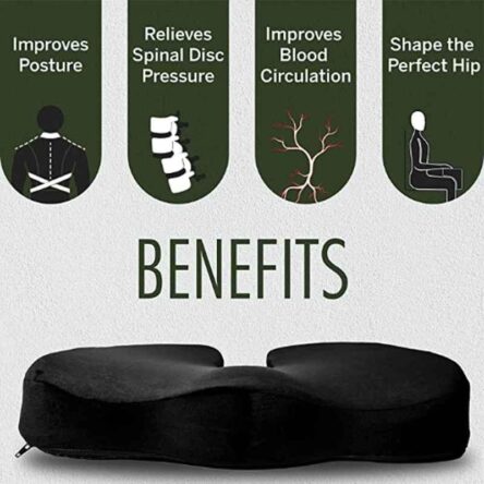 HealthSense Soft-Spot CC 50 Polyurethane Foam Orthopedic Black Seat Cushion