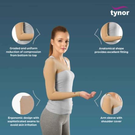 Tynor Compression Garment Arm Sleeve with Shoulder Cover