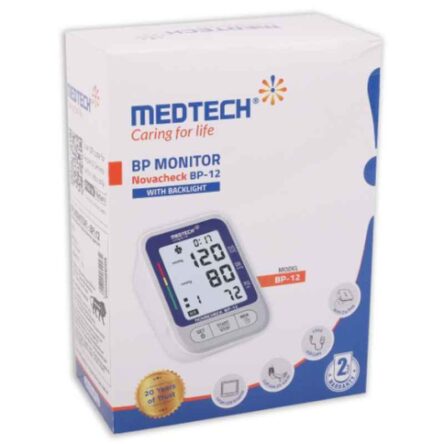 Medtech BP12 Portable Automatic Digital Blood Pressure Monitor Machine with Backlight