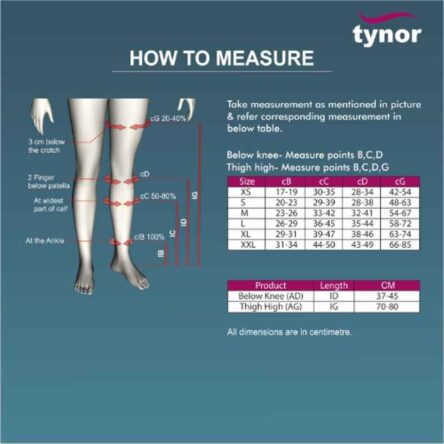 Tynor I67CAZ Polyamide Class-II Beige High Knee Medical Compression Stocking