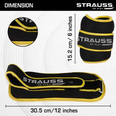 Strauss 30.5×15.3×4.3cm Neoprene Yellow Adjustable Round Shape Ankle Weight