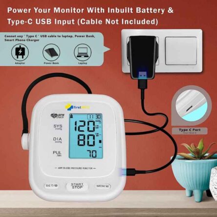 Firstmed White Automatic Digital Talking Blood Pressure Monitor with Large Touch Screen & C-Type USB