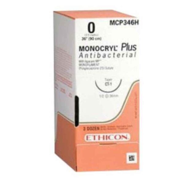 Ethicon MCP3205G 12 Pcs 4-0 Undyed Monocryl Plus Antibacterial Poliglecaprone 25 Suture Box