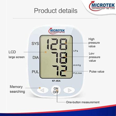 Microtek KF-65A LCD Blood Pressure Monitor with USB Charging