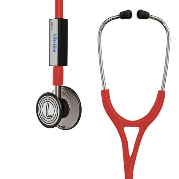 Lifeline Max III Stainless Steel Red Dual Side Diaphragm Chest Piece Stethoscope with 2 Way Tube