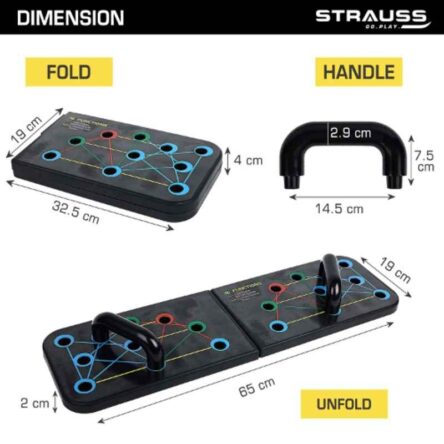 Strauss 34x20x4.5cm Plastic Black Multifunctional Portable Push Up Board