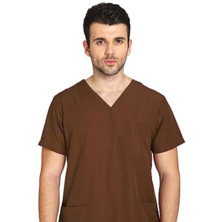 Indosurgicals Polyester & Cotton Brown Unisex Scrub Suit