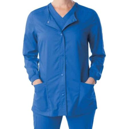 Superb Uniforms Polyester & Viscose Blue Full Sleeves Surgical Scrub Jacket for Women