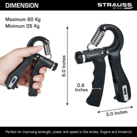 Strauss 15x11x3cm Plastic Black Adjustable Hand Grip with Counter