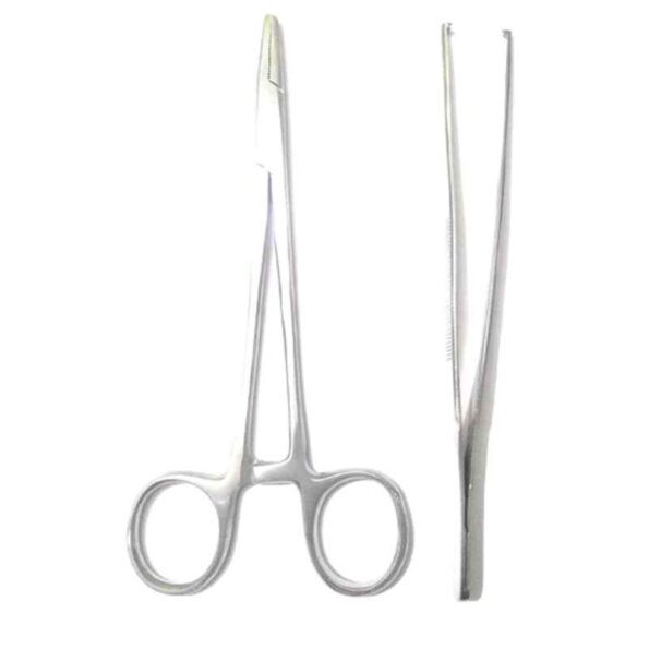 Forgesy 6 inch Stainless Steel Toothed Forceps Needle Holder