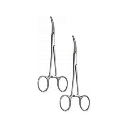 Forgesy NEO18 5 inch Silver Stainless Steel Curved Mosquito Forceps