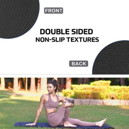 BeatXP 72×24 inch Ethylene Vinyl Acetate Black Yoga Mat with Strap