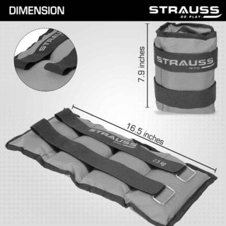 Strauss 42x20x7cm Neoprene Grey Adjustable Ankle Weight