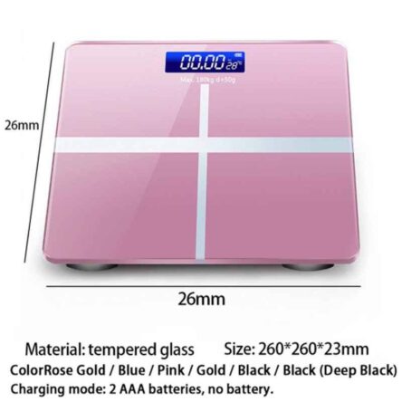 Acu-Check 180kg Glass Pink LCD Digital Weighing Scale