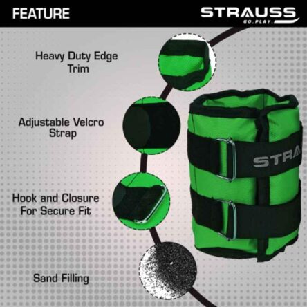 Strauss 38x19x3cm Neoprene Green Adjustable Ankle Weight