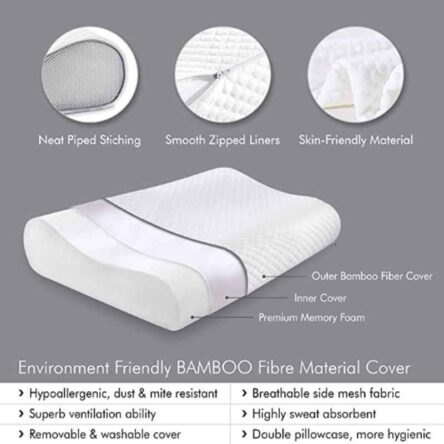 HealthSense Soft-Spot CP 30 White Orthopedic Memory Foam Cervical Pillow for Neck