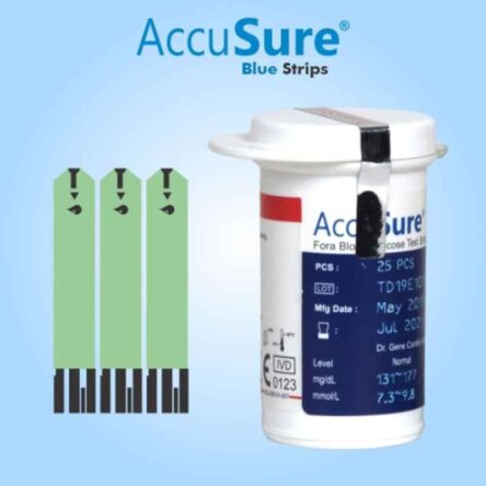 AccuSure Blue Glucometer 25 Pcs Test Strips