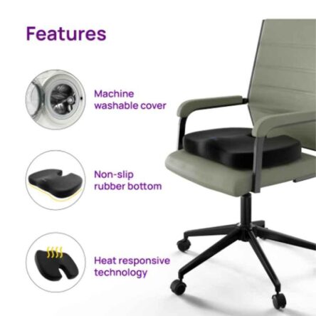 Frido Ultimate Memory Foam U-Shaped Coccyx Seat Cushion with Cooling Gel