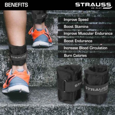 Strauss 30.5x16x2.5cm Neoprene Black Adjustable Ankle Weight
