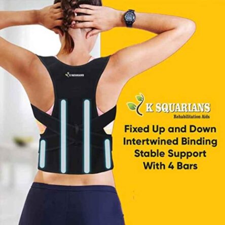 K Squarians Neoprene Black Shoulder Support Belt for Upper Back Pain Relief