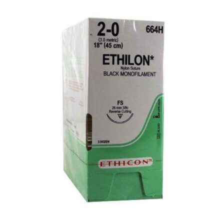 Ethicon NW3322 Ethilon 8-0 Black 6mm Monofilament Spatulated Micro-Point Suture