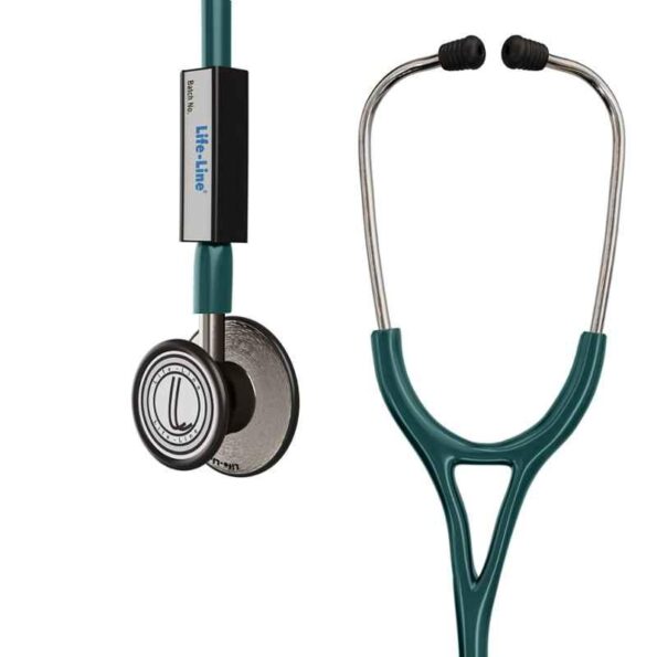 Lifeline Max III Stainless Steel Green Dual Side Diaphragm Chest Piece Stethoscope with 2 Way Tube