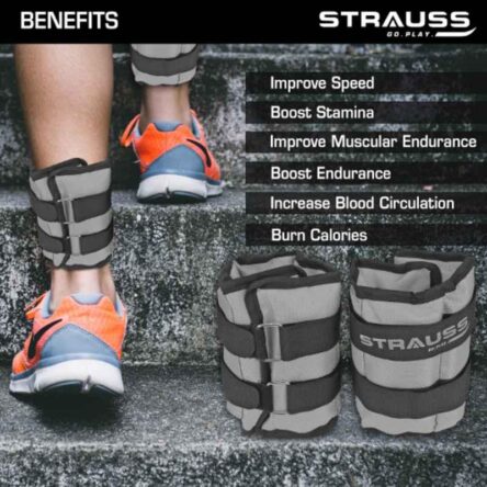 Strauss 38x19x3cm Neoprene Grey Adjustable Ankle Weight