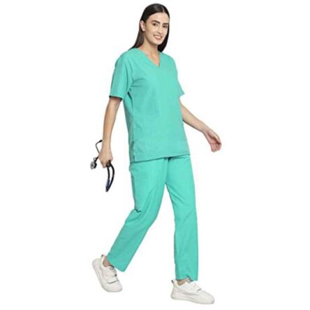 Indosurgicals Polyester & Cotton Green Unisex Scrub Suit