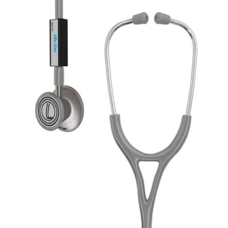 Lifeline Stainless Steel Grey Dual Diaphragm Chest Piece Stethoscope with 2 Way Tube