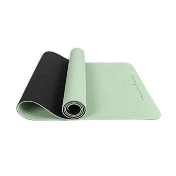 HealthSense YM 601 6x2ft TPE Sage & Black Yoga Mat for Women & Men with Carry Rope