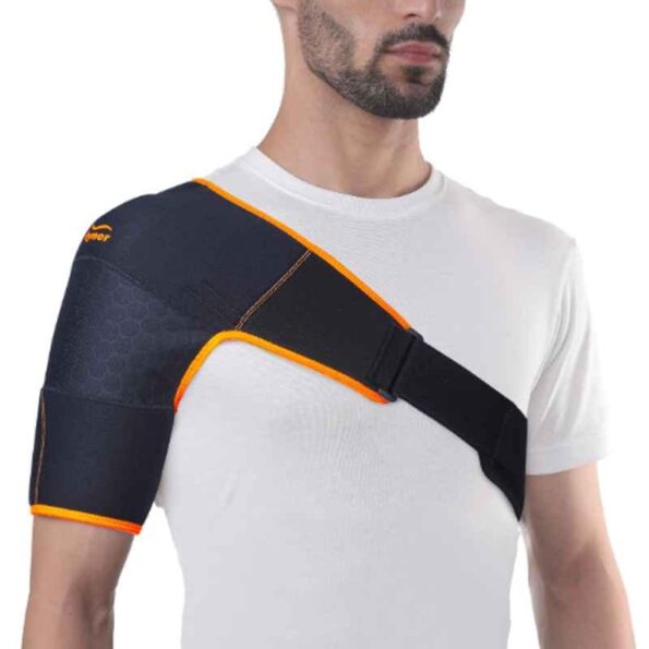 Tynor Black & Orange Neoprene Double Lock Shoulder Support