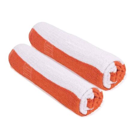 Rise N Shine 70x150cm 400GSM Cotton Orange Strip Bath Towel for Men & Women (Pack of 2)